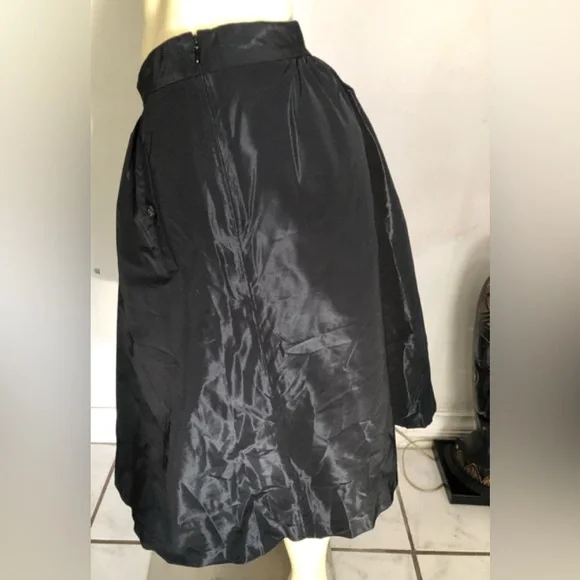 Tory Burch Shimmering Black Taffeta A-Line Skirt Size 4 - Picture 5 of 11